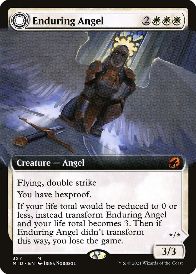 Enduring Angel (Extended Art) (MID-327)  Foil - Innistrad: Midnight Hunt: (Extended Art, Double Faced Transform)