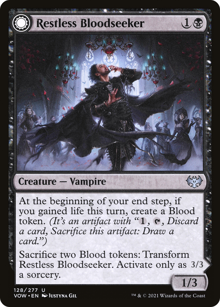 Restless Bloodseeker (VOW-128)  Foil - Innistrad: Crimson Vow: (Double Faced Transform)