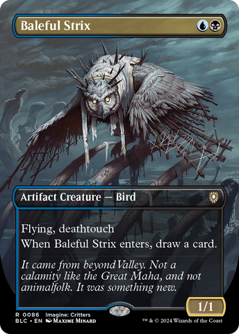 Baleful Strix (Borderless) (BLC-086)  Foil - Bloomburrow Commander