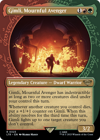 Gimli, Mournful Avenger (Showcase) (LTR-323) - The Lord of the Rings: Tales of Middle-earth: (Showcase) (Borderless) Foil