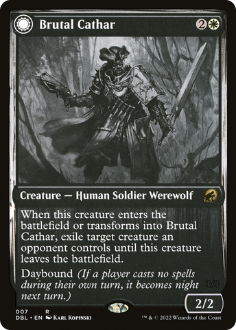 Brutal Cathar (DBL-007)  Foil - Innistrad: Double Feature: (Double Faced Transform)