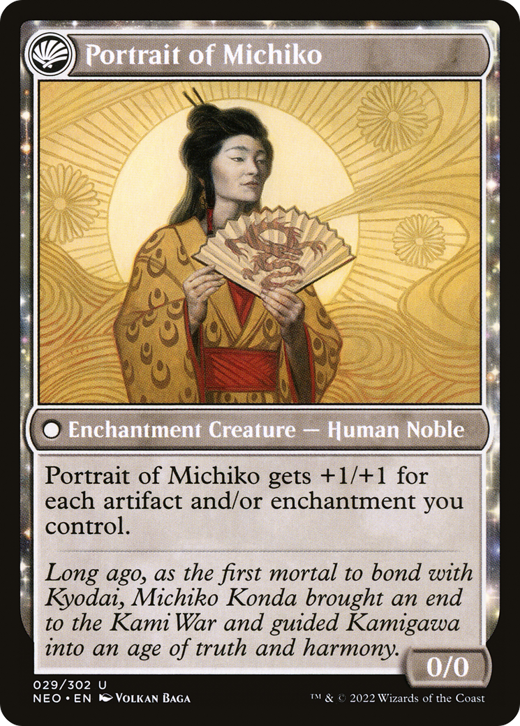 Michiko's Reign of Truth (NEO-029)  Foil - Kamigawa: Neon Dynasty: (fandfc, enchantment)