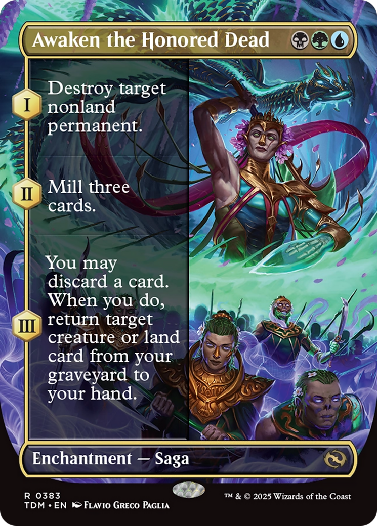 Awaken the Honored Dead (Borderless) (TDM-383)  - Tarkir: Dragonstorm: (enchantment)