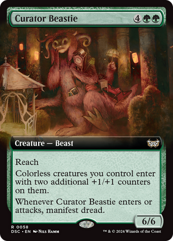 Curator Beastie (Extended Art) (DSC-058)  - Duskmourn: House of Horror Commander: (Extended Art)