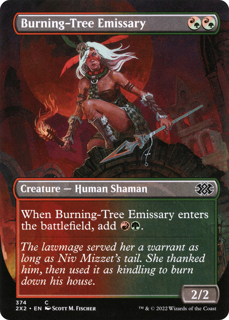 Burning-Tree Emissary (Borderless) (2X2-374) - Double Masters 2022 (Borderless) Foil