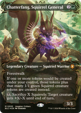 Chatterfang, Squirrel General (Borderless) (Raised Foil) (BLC-095)  Foil - Bloomburrow Commander