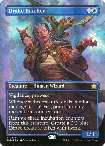 Drake Hatcher (Borderless) (Mana Foil) (FDN-374)  Foil - Foundations