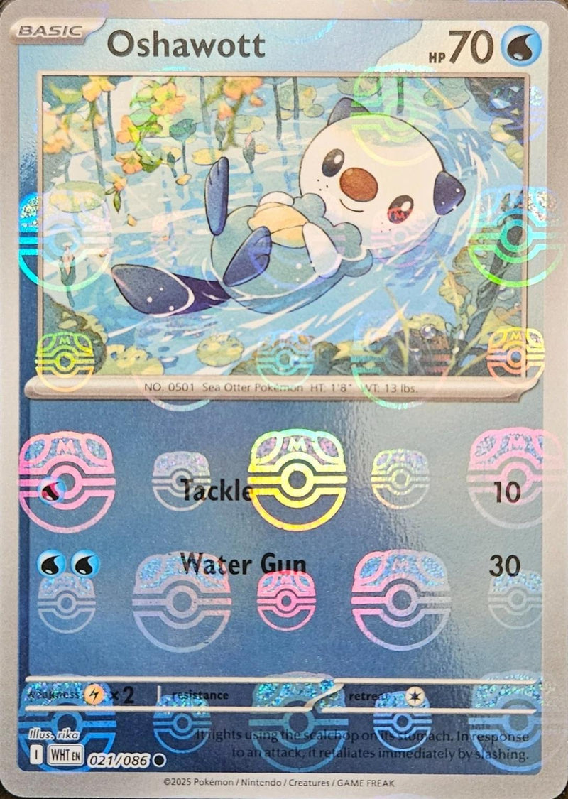 Oshawott (Master Ball Pattern) 021/086  - Holofoil SV White Flare - Common