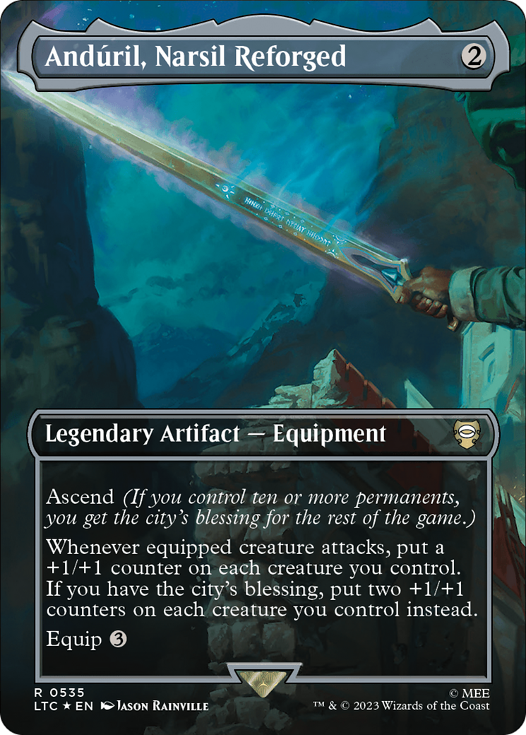 Anduril, Narsil Reforged (Borderless) (Surge Foil) (LTC-535)  Foil - Tales of Middle-earth Commander