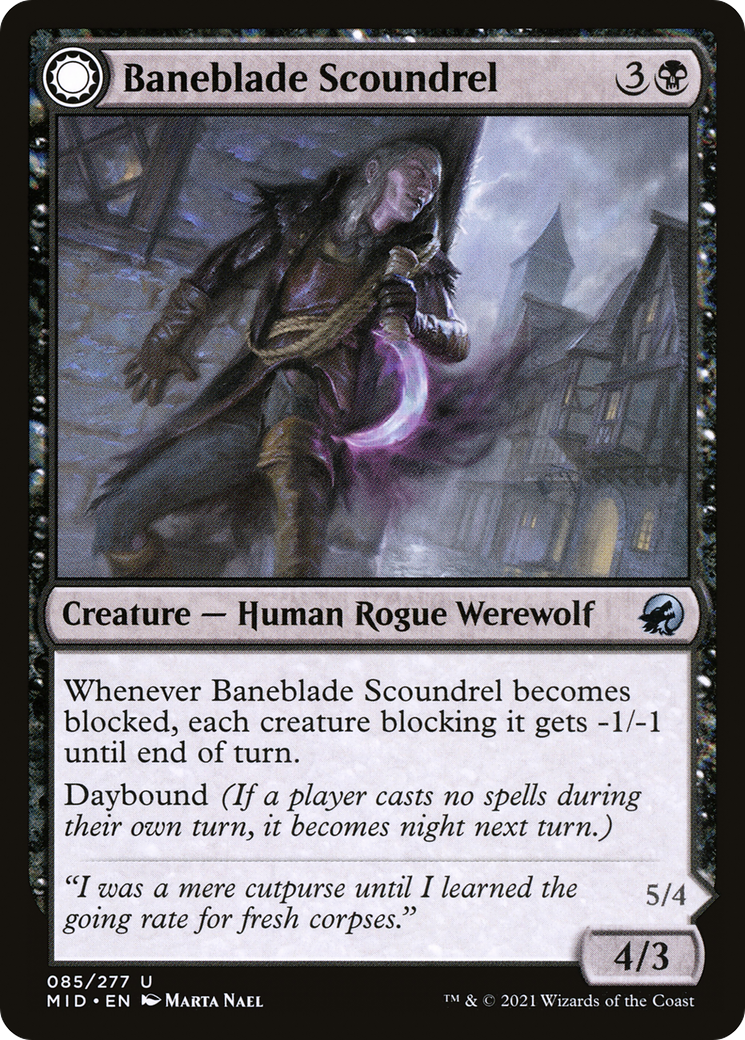 Baneblade Scoundrel (MID-085)  Foil - Innistrad: Midnight Hunt: (Double Faced Transform)