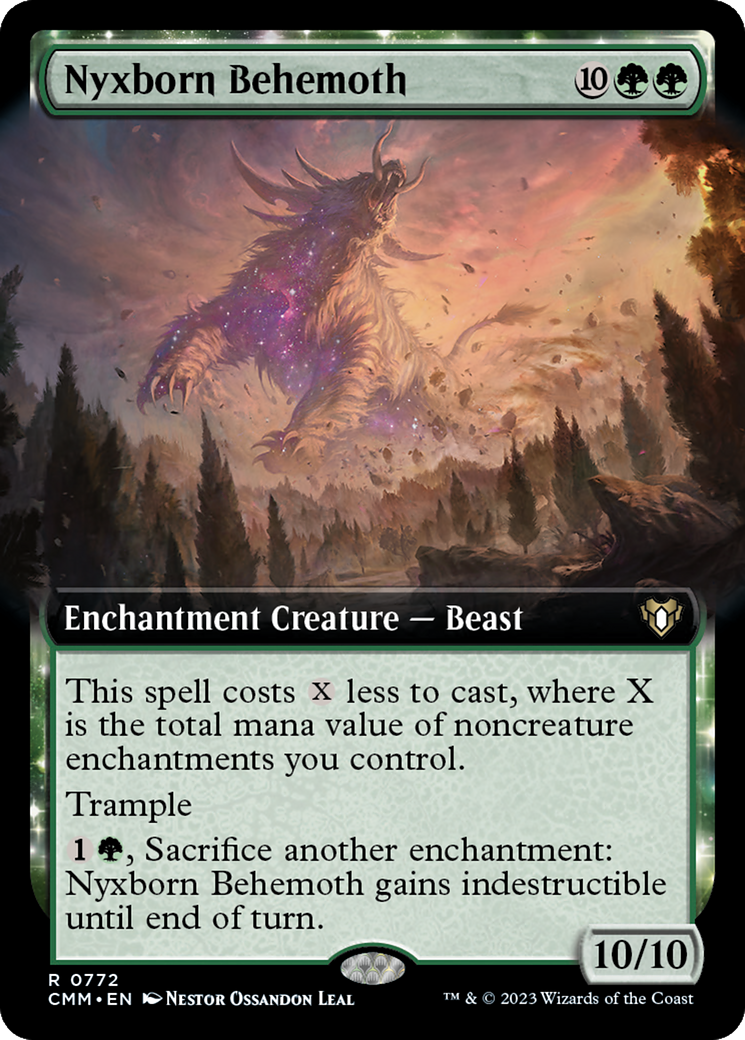 Nyxborn Behemoth (Extended Art) (CMM-772)  - Commander Masters: (Extended Art, enchantment)