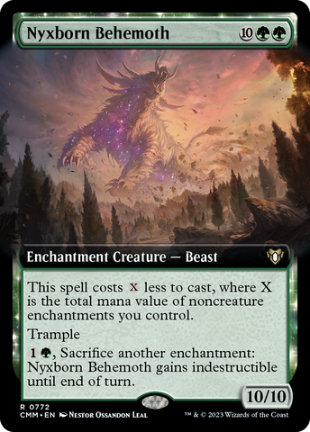 Nyxborn Behemoth (Extended Art) (CMM-772)  - Commander Masters: (Extended Art, enchantment)