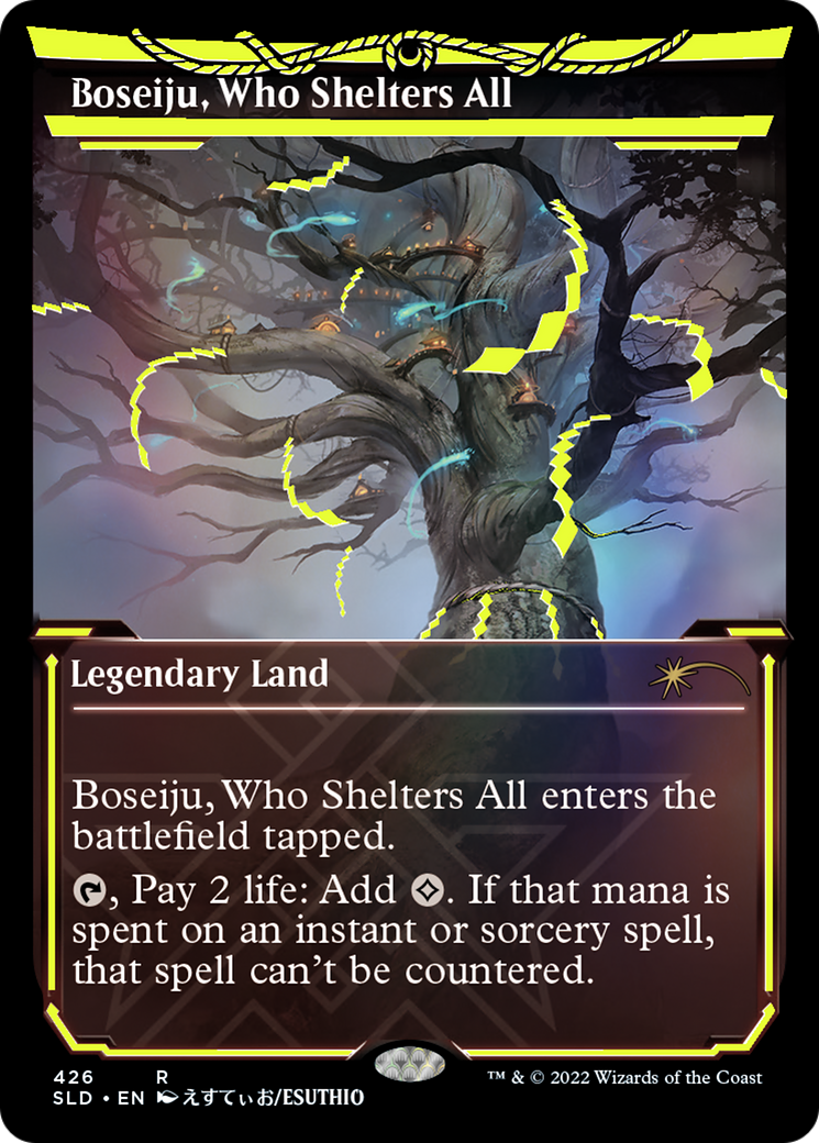Boseiju, Who Shelters All (Neon Yellow) (SLD-426)  Foil - Secret Lair Drop: (Showcase)