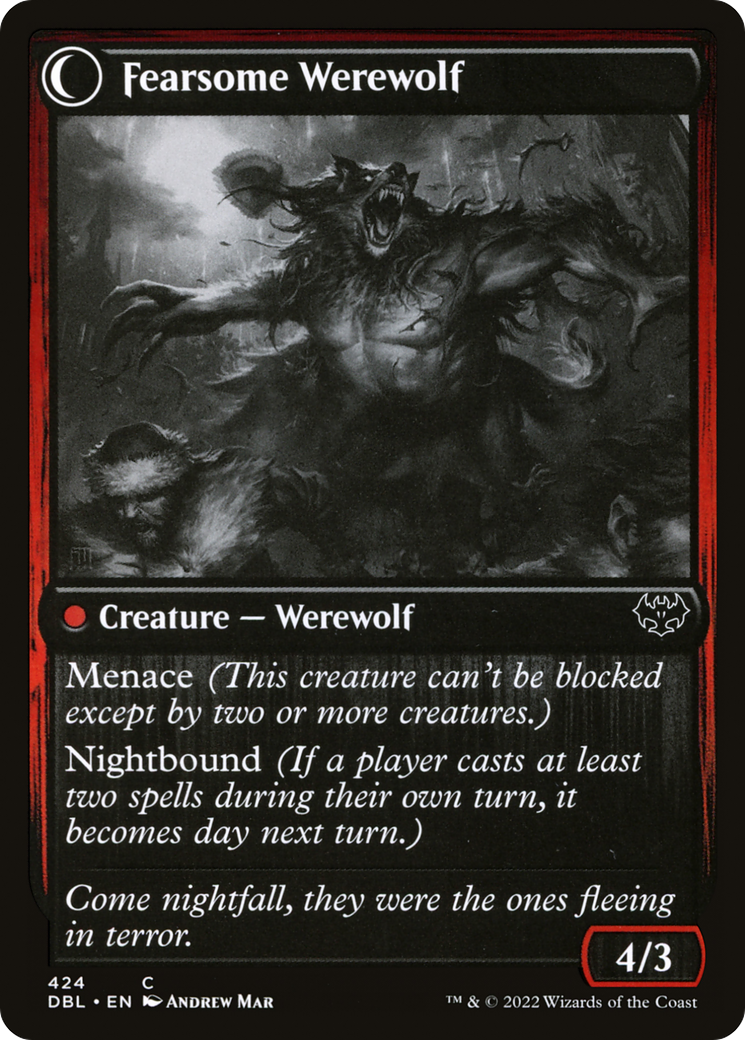 Fearful Villager (DBL-424)  Foil - Innistrad: Double Feature: (Double Faced Transform)