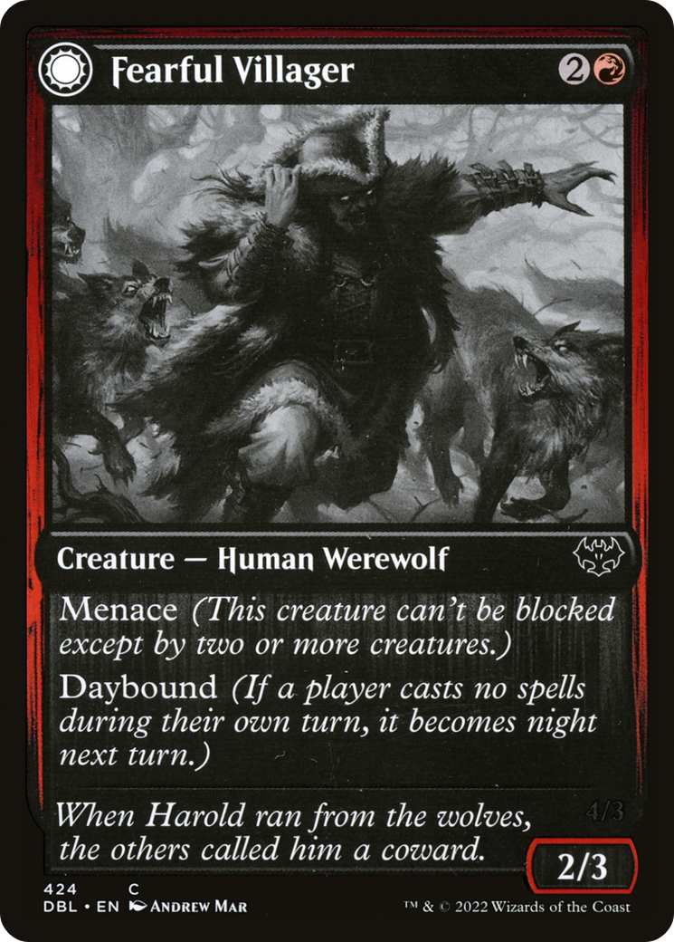 Fearful Villager (DBL-424)  - Innistrad: Double Feature: (Double Faced Transform)