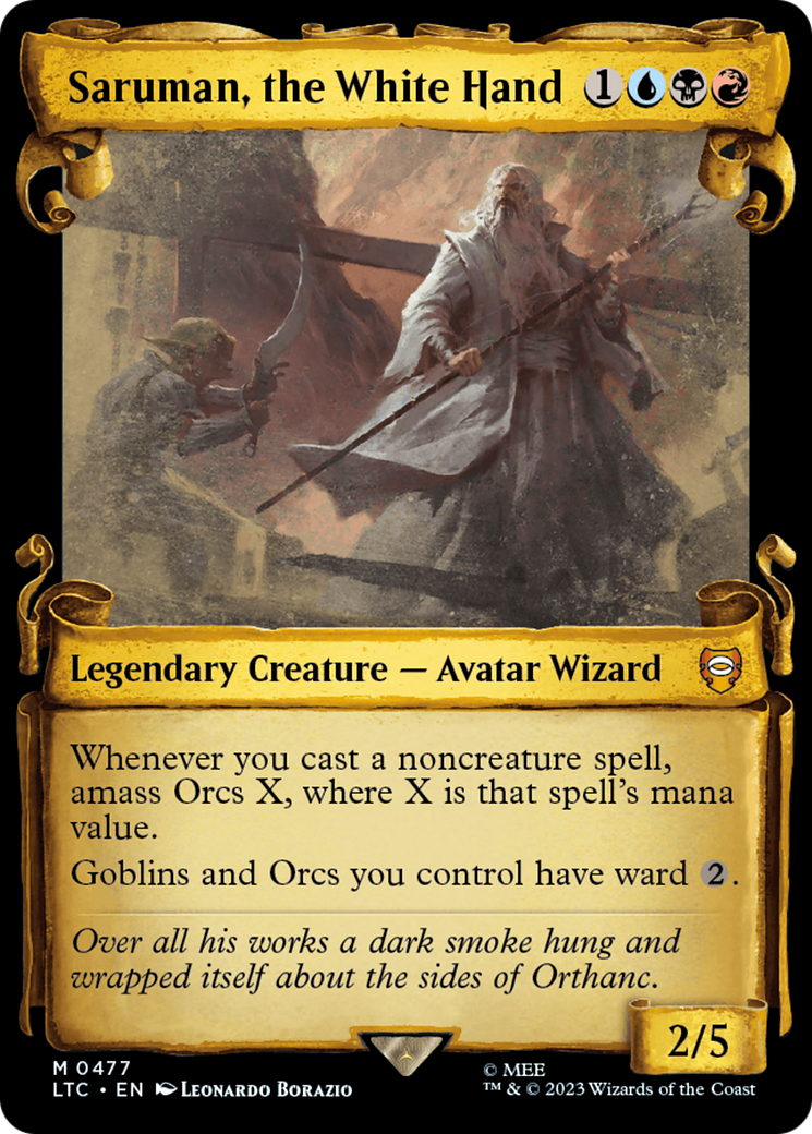 Saruman, the White Hand (Showcase Scrolls) (LTC-477)  Foil - Tales of Middle-earth Commander: (Showcase)