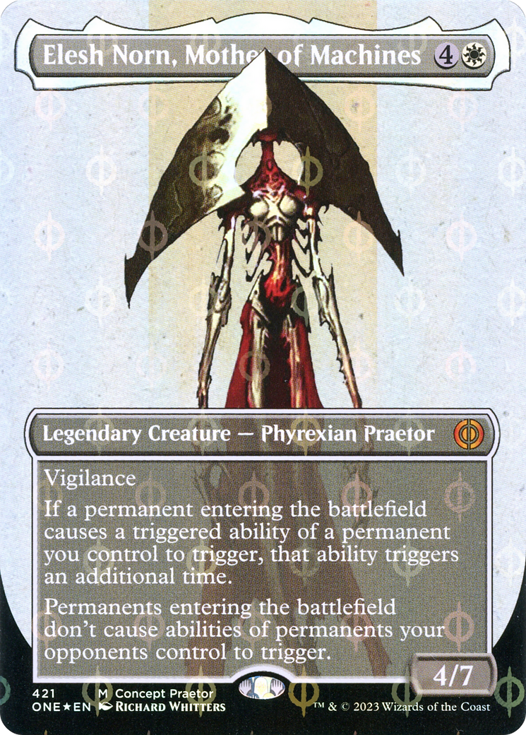 Elesh Norn, Mother of Machines (Concept Praetor) (Step-and-Compleat Foil) (ONE-421)  Foil - Phyrexia: All Will Be One (Borderless)