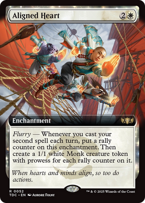 Aligned Heart (Extended Art) (TDC-052) - Commander: Tarkir: Dragonstorm: (enchantment, Extended Art)