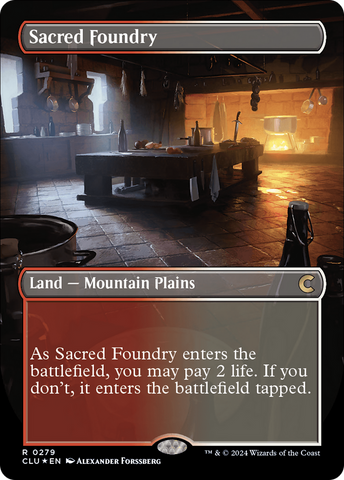 Sacred Foundry (Borderless) (CLU-279)  Foil - Ravnica: Clue Edition
