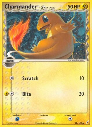 Charmander (Delta Species) 049/100  - Reverse Holofoil Crystal Guardians - Common