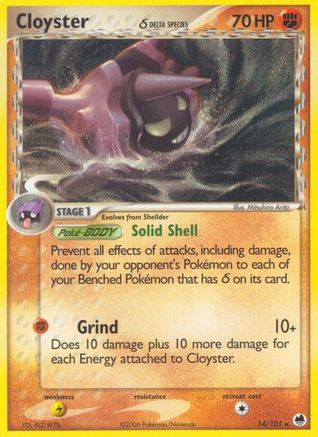 Cloyster (Delta Species) 014/101  - Reverse Holofoil Dragon Frontiers - Rare
