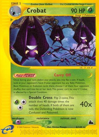Crobat (6) 006  - Reverse Holofoil Skyridge - Rare