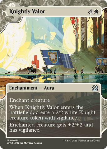 Knightly Valor (WOT-008)  Foil - Wilds of Eldraine: Enchanting Tales: (Showcase) (Borderless)