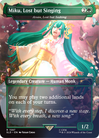 Miku, Lost but Singing - Azusa, Lost but Seeking (Rainbow Foil) (SLD-1597)  Foil - Secret Lair Drop / Miku, Lost but Singing (Borderless)