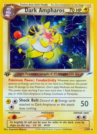 Dark Ampharos 001  - Unlimited Holofoil Neo Destiny - Holo Rare