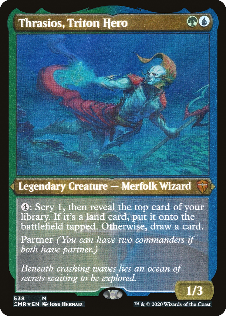 Thrasios, Triton Hero (Foil Etched) (CMR-538)  Foil - Commander Legends