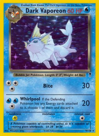 Dark Vaporeon 009  - Reverse Holofoil Legendary Collection - Holo Rare