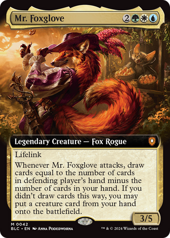 Mr. Foxglove (Extended Art) (BLC-042)  Foil - Bloomburrow Commander