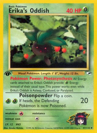 Erika's Oddish (47) 047/132  - 1st Edition Gym Heroes - Uncommon