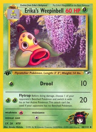 Erika's Weepinbell (48) 048/132  - 1st Edition Gym Heroes - Uncommon