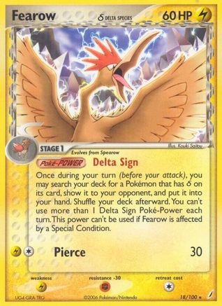 Fearow (Delta Species) 018/100  - Reverse Holofoil Crystal Guardians - Rare