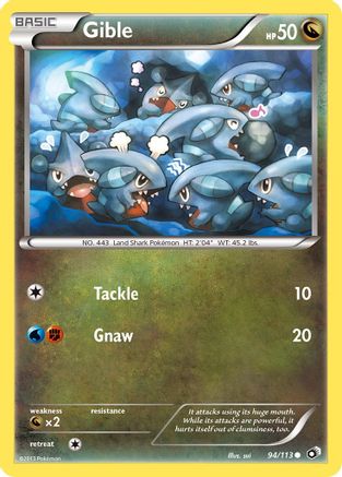 Gible 094/113  - Reverse Holofoil Legendary Treasures - Common
