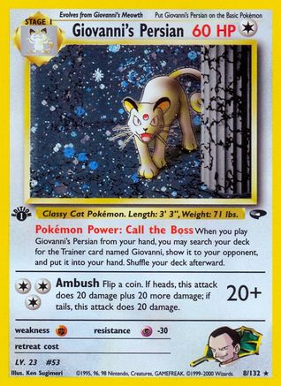 Giovanni's Persian 008/132  - 1st Edition Holofoil Gym Challenge - Holo Rare