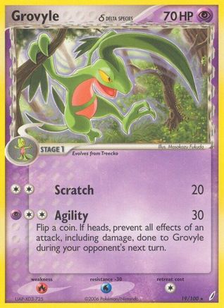 Grovyle (Delta Species) 019/100  - Reverse Holofoil Crystal Guardians - Rare