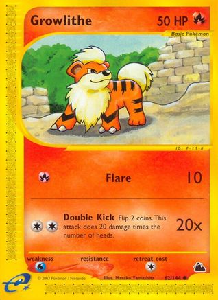 Growlithe 062  - Reverse Holofoil Skyridge - Common