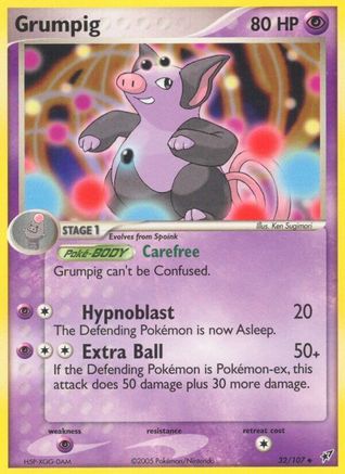 Grumpig 032  - Reverse Holofoil Deoxys - Uncommon