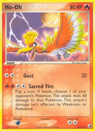 Ho-Oh 027  - Reverse Holofoil Unseen Forces - Rare