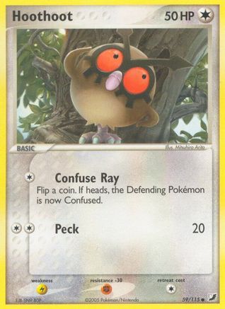 Hoothoot 059  - Reverse Holofoil Unseen Forces - Common