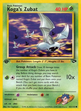 Koga's Zubat 083/132  - 1st Edition Gym Challenge - Common