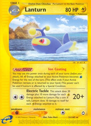 Lanturn (21) 021  - Reverse Holofoil Aquapolis - Rare