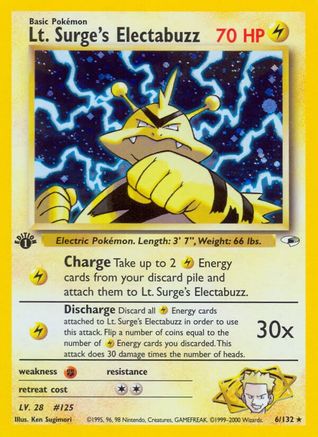 Lt. Surge's Electabuzz (6) 006/132  - 1st Edition Holofoil Gym Heroes - Holo Rare