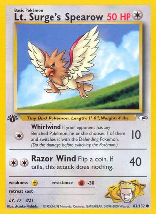 Lt. Surge's Spearow (83) 083/132  - 1st Edition Gym Heroes - Common