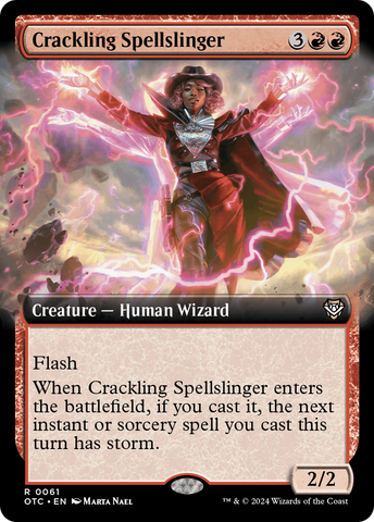 Crackling Spellslinger (Extended Art) (OTC-061) - Outlaws of Thunder Junction Commander: (Extended Art)