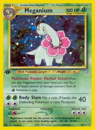 Meganium (10) 010/111  - Unlimited Holofoil Neo Genesis - Holo Rare