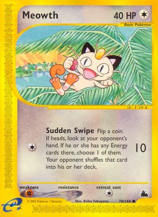Meowth 078  - Reverse Holofoil Skyridge - Common