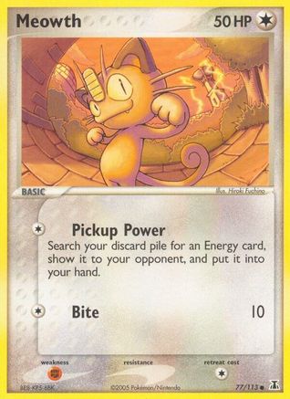 Meowth 077/113  - Reverse Holofoil Delta Species - Common